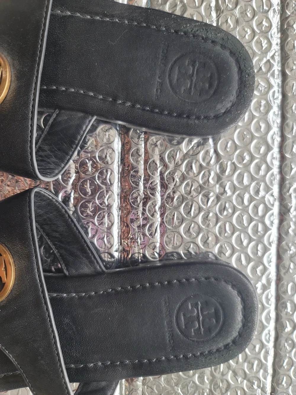 Tory Burch Black Miller Thong Sandals with Gold Logo
